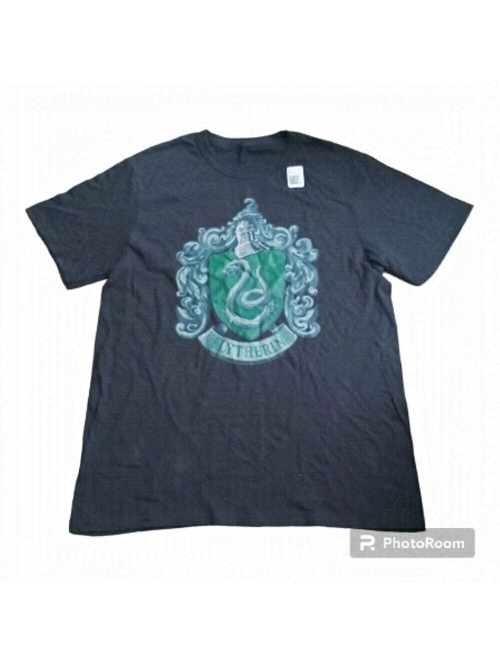 NWOT Youth Harry Potter Black Crew Neck Slytherin Cotton Short Sleeve Shirt - L